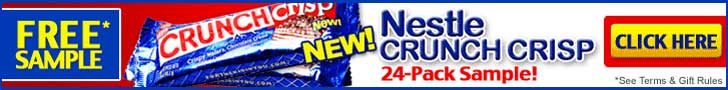 NEW! NESTLE CRUNCH CRISP
Get 24 Nestle Crunch Candy Bars, FREE*!
Click here for more details...