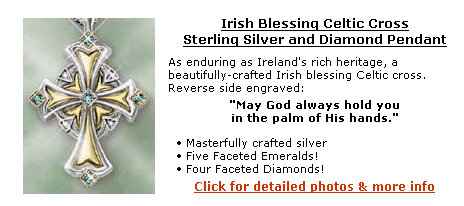 Irish Blessing Celtic Cross  Stunning Irish Celtic Jewelry in a Limited-edition Sterling Silver and Diamond Cross Pendant  Click here for more info.