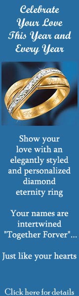 Honor your eternal love with an everlasting symbol of the joy you've found together! Uniquely designed with two intertwined bands of 24K gold-plated sterling silver, one engraved with your names, the other with a shimmering pave-set sweep of diamonds. A romantic inscription inside reads, 