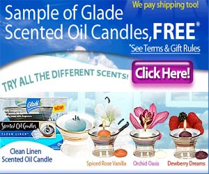  NEW Glade Scented Oil Candles - FREE* SAMPLE!  Try all the difference scents: Spiced Rose Vanilla, Orchid Oasis or Dewberry Dreams!  Get Your Glade Scented Oil SAMPLE NOW  Read more here...