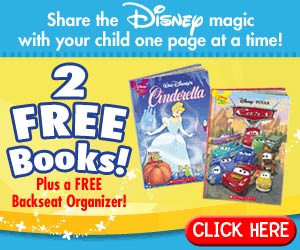 Make the joys of reading last, even after story time ends.  Sign up today to get your 2 FREE Disney Wonderful World of Reading Storybook Gifts and a Free Backseat Organizer!  Click here for details...