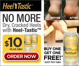 No More dry, cracked heels with Heel-Tastic. Heel-Tastic is also great for rough knees, dry, itchy elbows, even cuticles!...Order today!