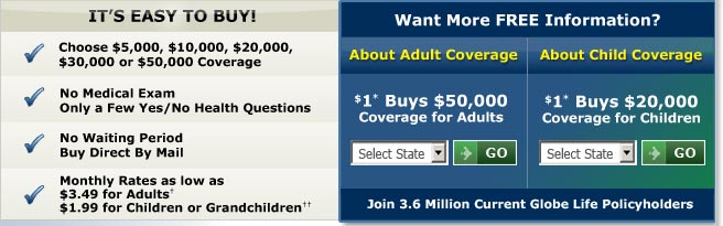 Globe Life gives you the choice of $5,000, $10,000, $20,000, $30,000 or even $50,000