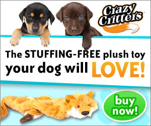  Crazy Critters - The plush toy with no stuffing in it that no dog can resist. Crazy Critters are strong, durable and realistic looking. Click here for details... 