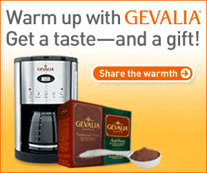 New Pro Style coffee maker, plus two boxes of Gevalia coffee for $14.95!  Click here for details...