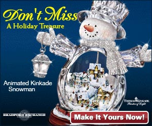 Own the Thomas Kinkade Crystal Snowman!  Click here for details...