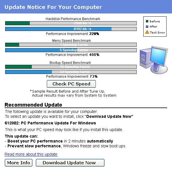 Update Notice for Your Computer  Click here for details...